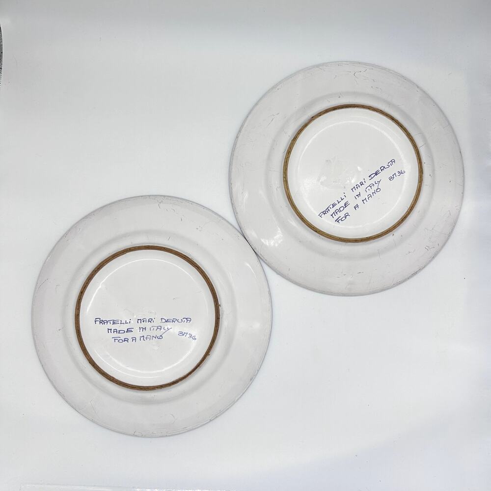 Fratelli Mari Deruta Italy Plates Set of 2 11" Dinner Plates Rubino FLAWED - Picture 11 of 15
